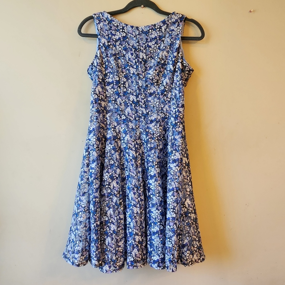 Blue Floral Lace Fit & Flare Dress size 2 Petite